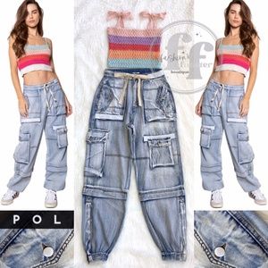 POL Cotton Vintage Y2K 1990s 90s Streetwear Style Cargo Denim Jeans Jogger Pants